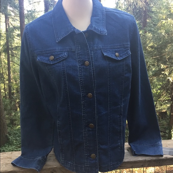 Erika Jackets & Blazers - Erika stone wash stretchy navy blue  vintage denim  military jacket
